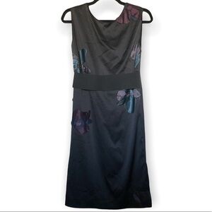 Lanvin flower silk printed 3D flower open back midi dress